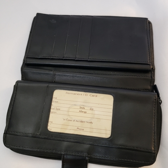 Buxton Black Leather Full Size Wallet Top Grain Cowhide Zip Around Checkbook - Picture 5 of 10